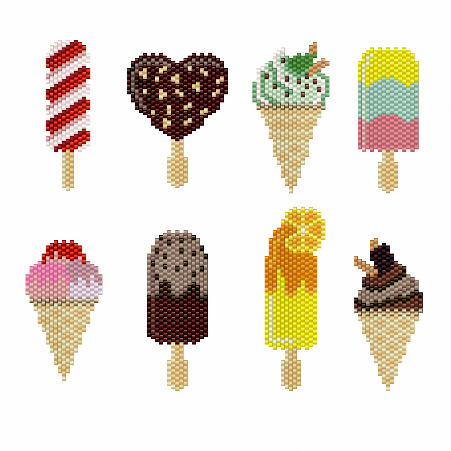 Set of 8 ice creams