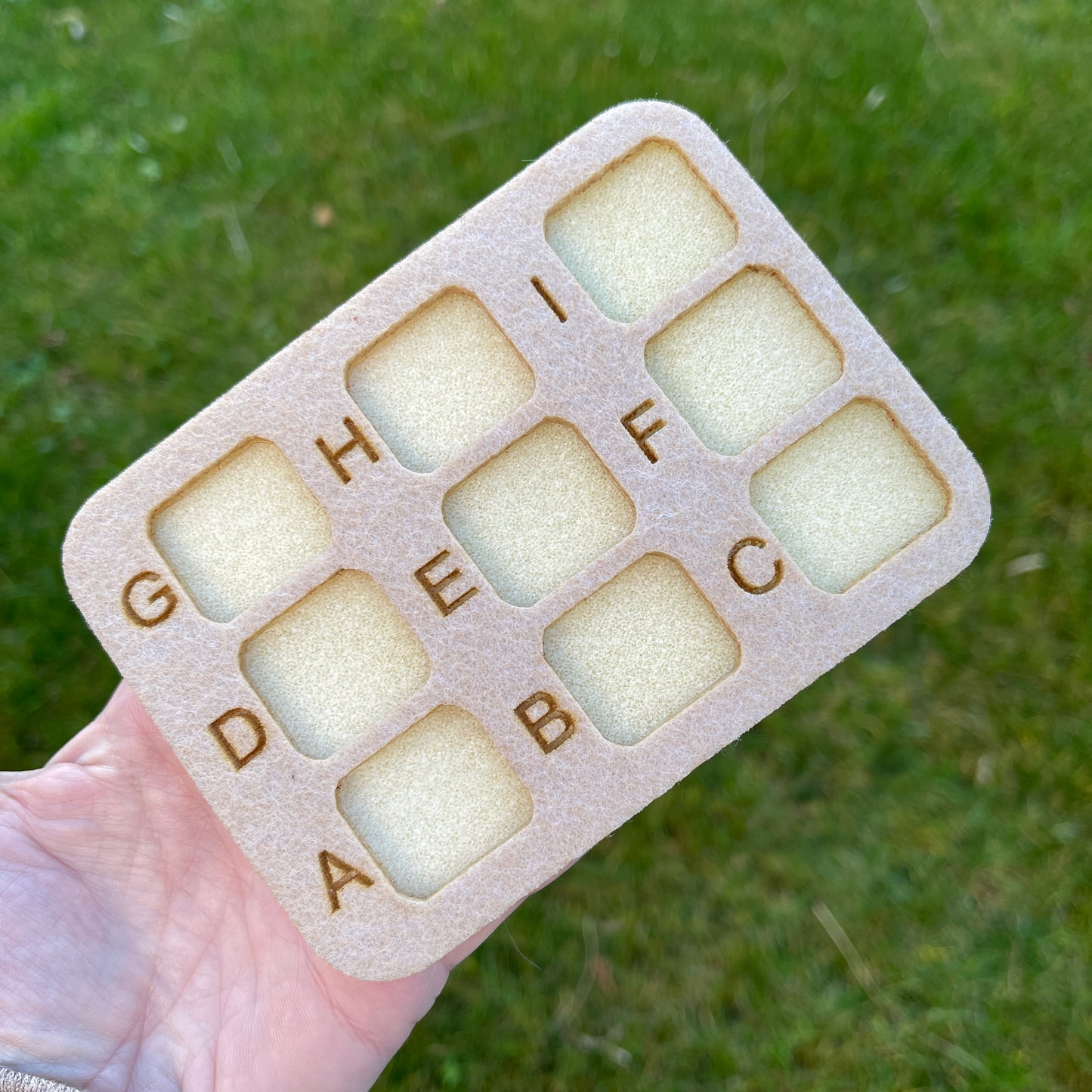 Mini bead organizer in beading mat material 9 compartments
