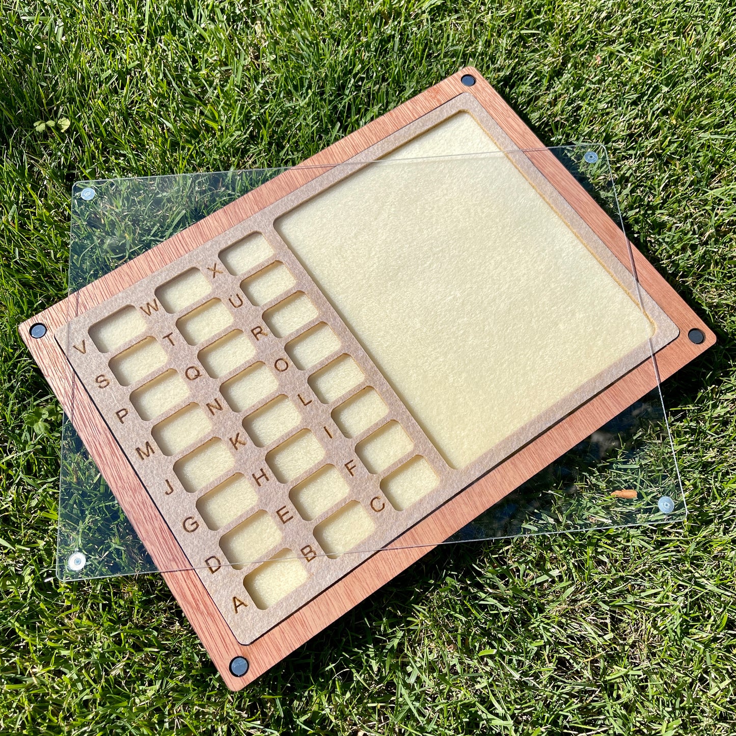 Bead station with box and lid, 24 boxes and area, bead board, bead mat, bead tray