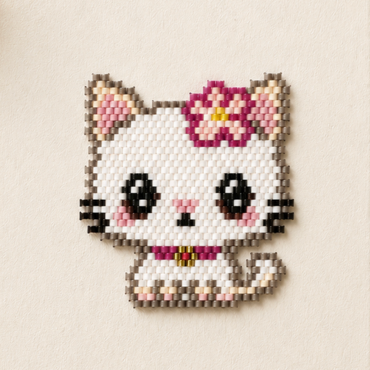 Tissage d'un petit chat en perles miyuki